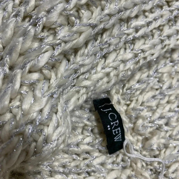 J. Crew Cream/Metallic Silver Thread Knit Infinity Scarf - Picture 4 of 4